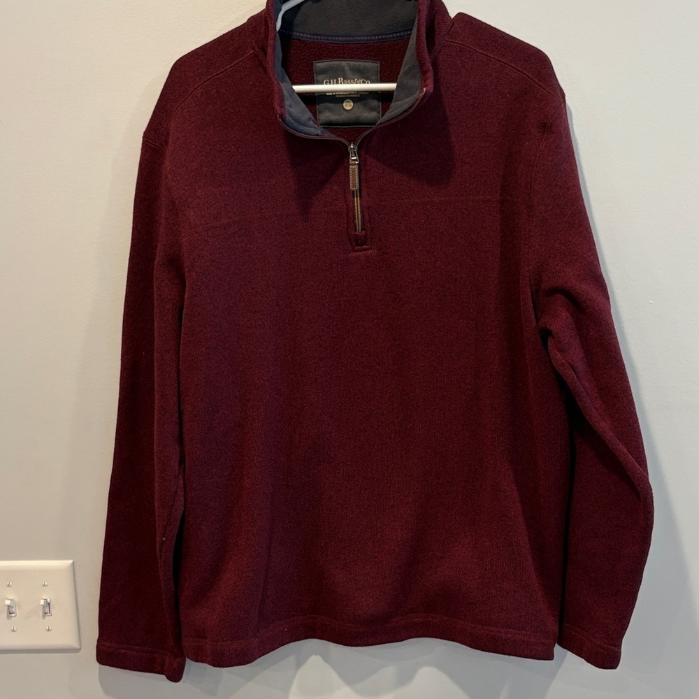 Eddie Bauer Men's Burgundy Zip-Up Sweater